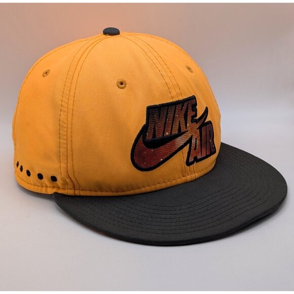 Nike Air Swoosh Orange Galaxy Black Flatbill Snapback Hat Nike True Adult Cap - Picture 1 of 5